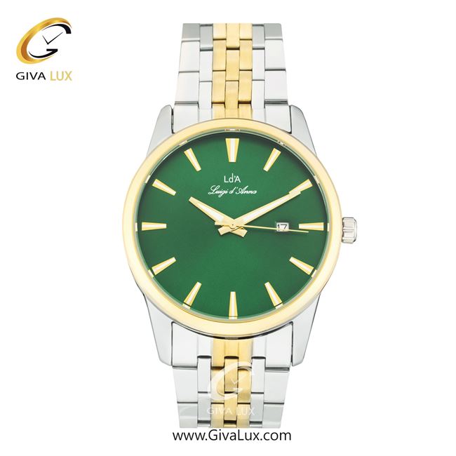 ساعت مچی اورجینال مردانه LdA | لوئیجی د آنا | Luigi d'Ana نقره ای-طلایی | نقره ای-طلایی| سبز یشمی تیره| کد رفرنس 2482